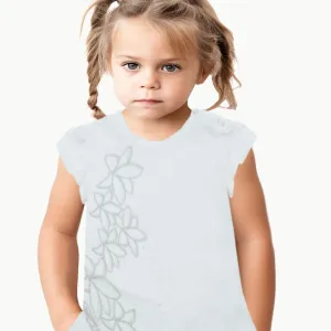 Baby Girls Top | White with Silver Embroidery | Age 6-24 Months