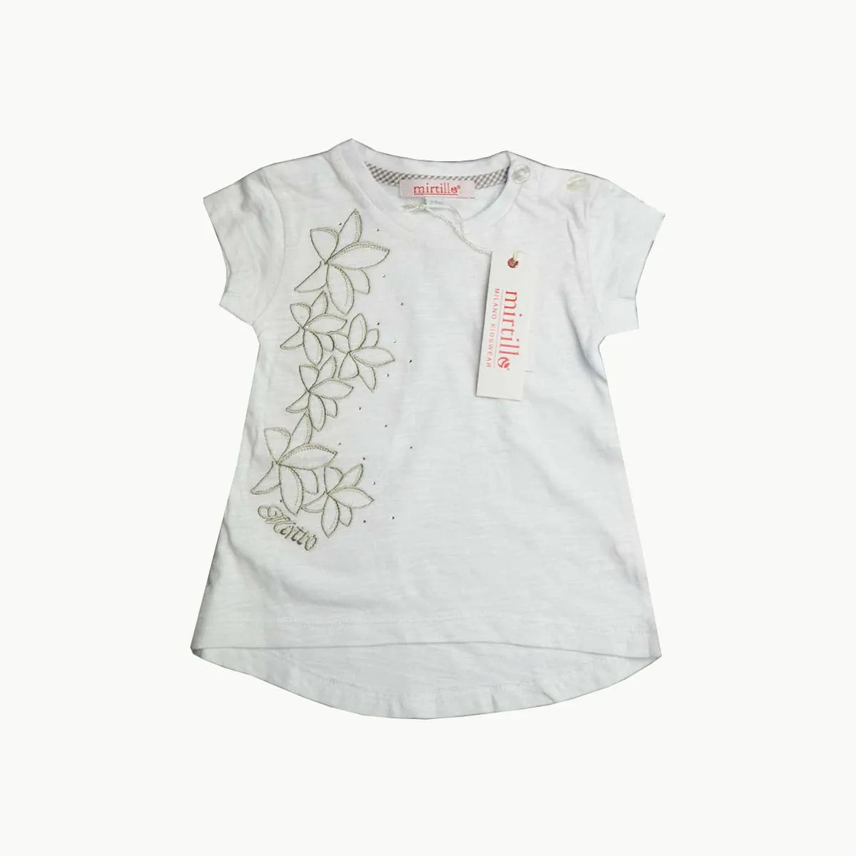 Baby Girls Top | White with Silver Embroidery | Age 6-24 Months