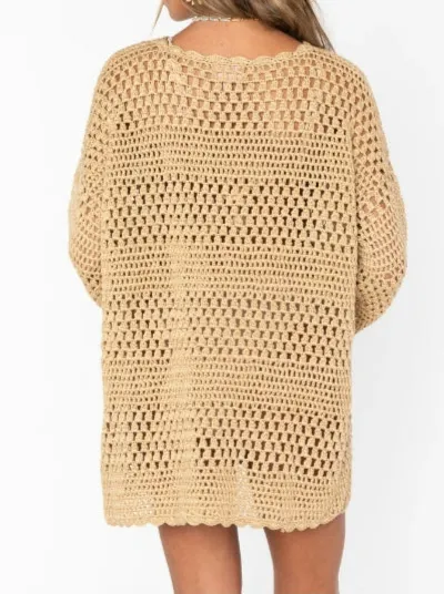 Beach Cover-Up Cutout Knitted Plus Size Dress