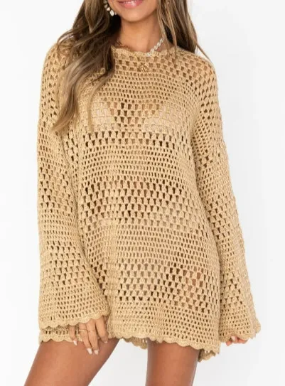 Beach Cover-Up Cutout Knitted Plus Size Dress