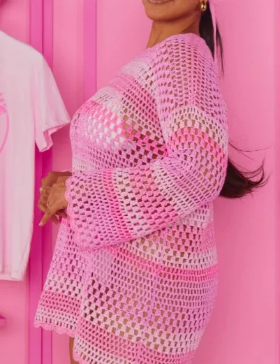 Beach Cover-Up Cutout Knitted Plus Size Dress