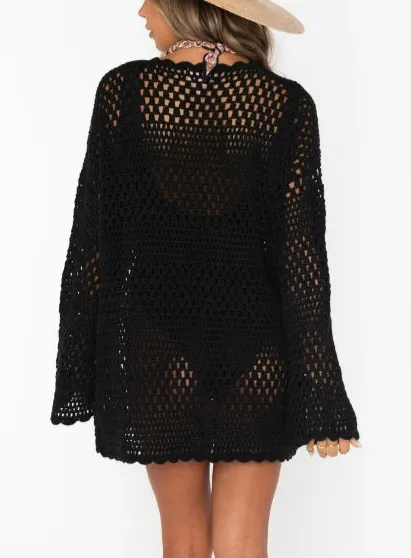 Beach Cover-Up Cutout Knitted Plus Size Dress