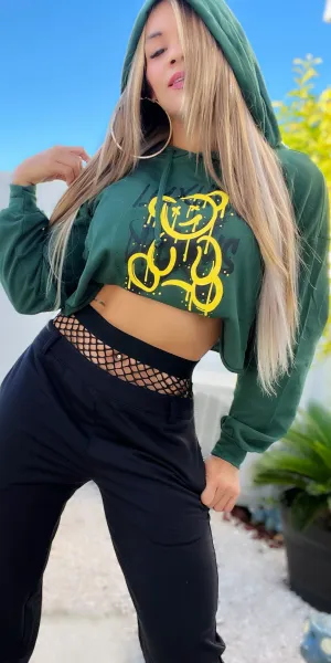 Bear Crop Hoddie Top