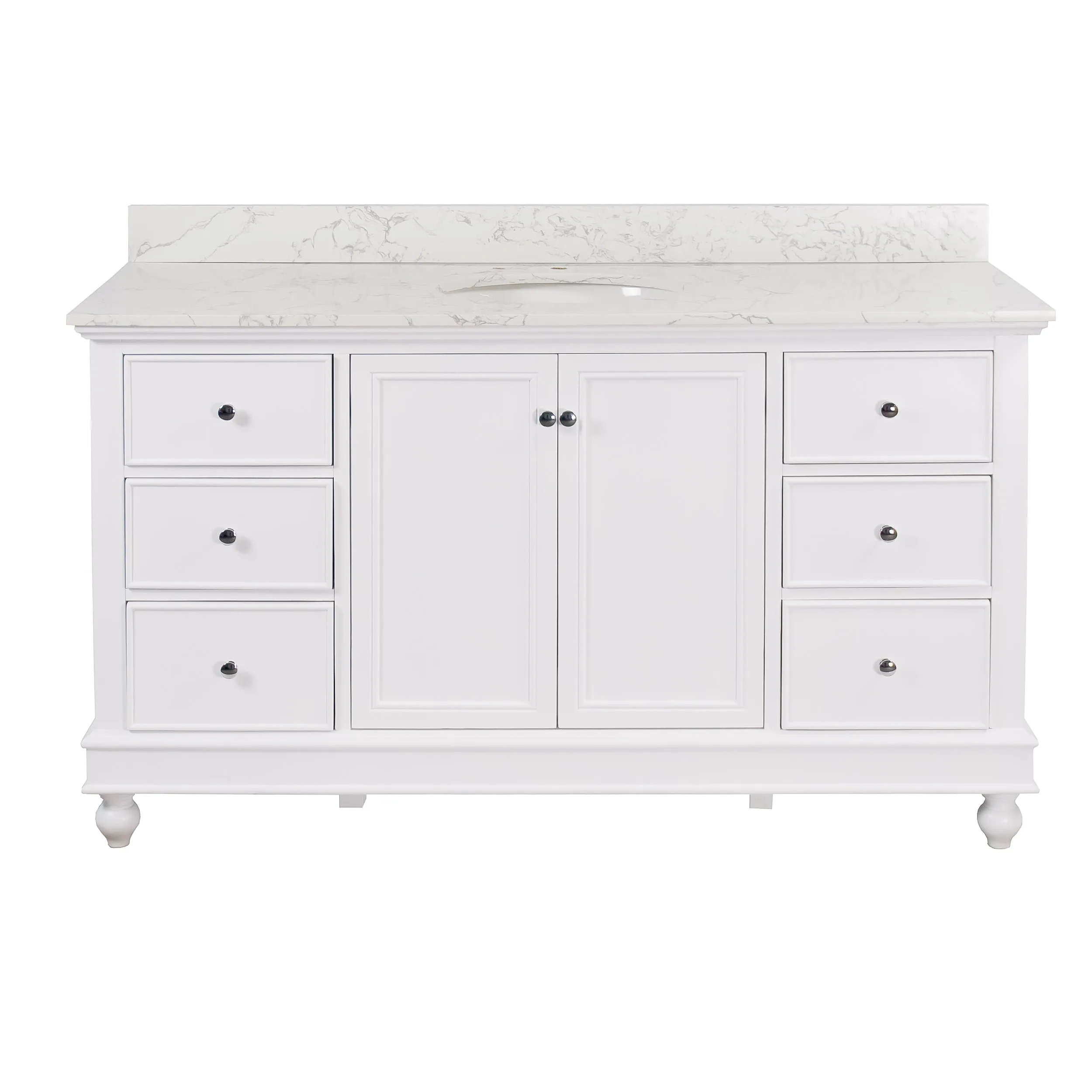 Bella 60-inch Single Vanity with Engineered Marble Top