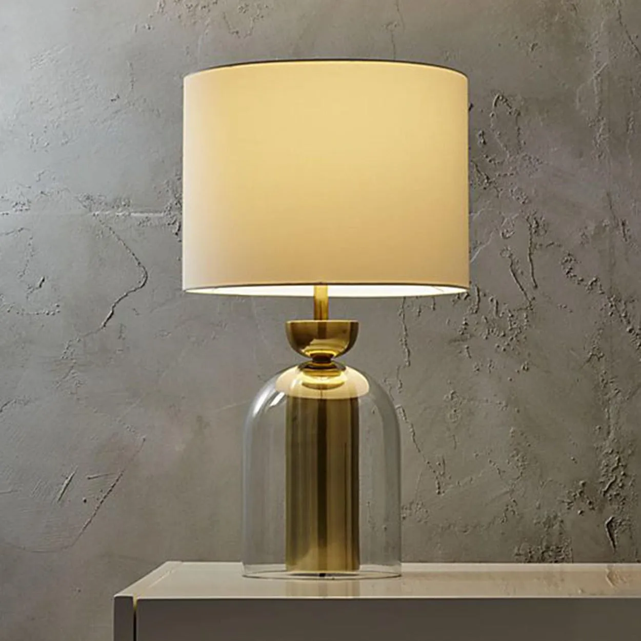 BELLJAR GLASS AND METAL CONTEMPORARY TABLE LAMP