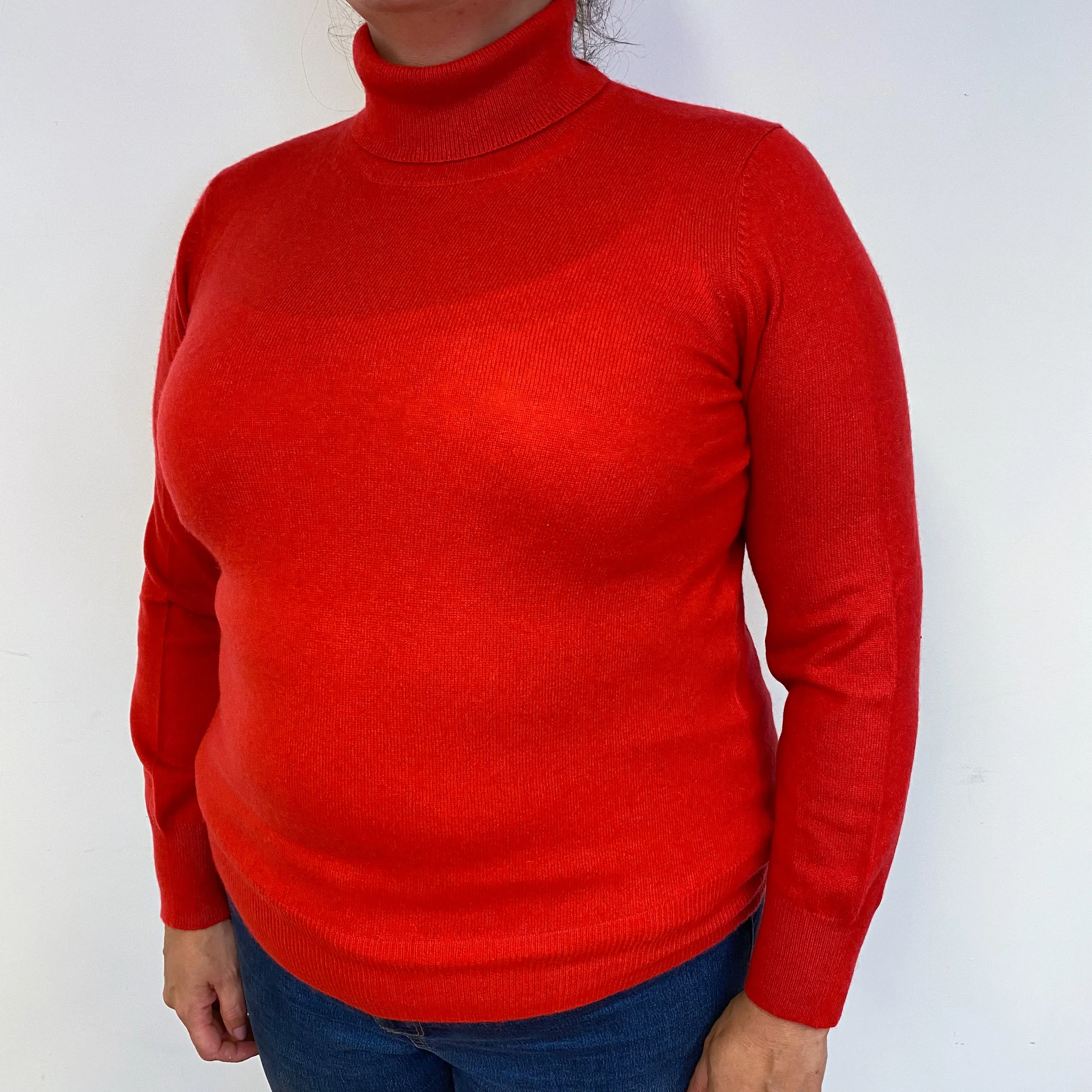 Berry Red Cashmere Polo Neck Jumper