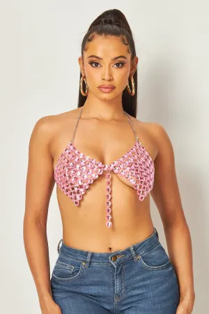 Bianca Rhinestone Jewel Bra Halter Top
