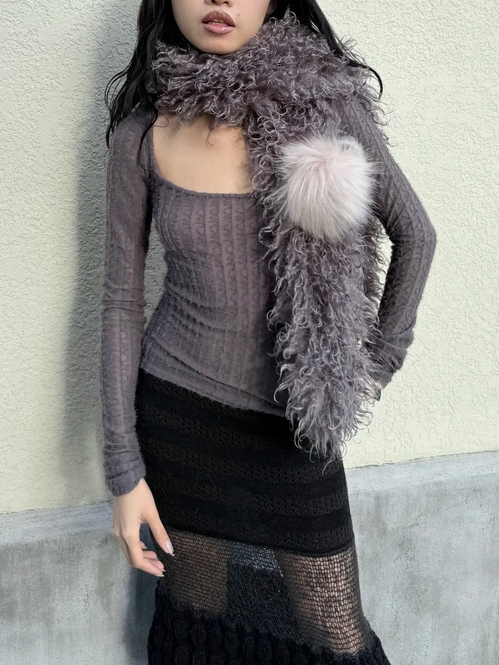 Big neckline  purple-grey top