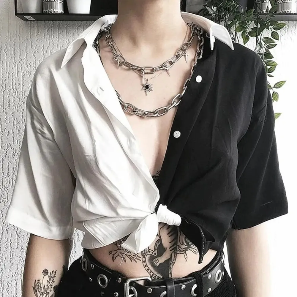 Black & White Women Crop Top