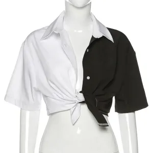 Black & White Women Crop Top