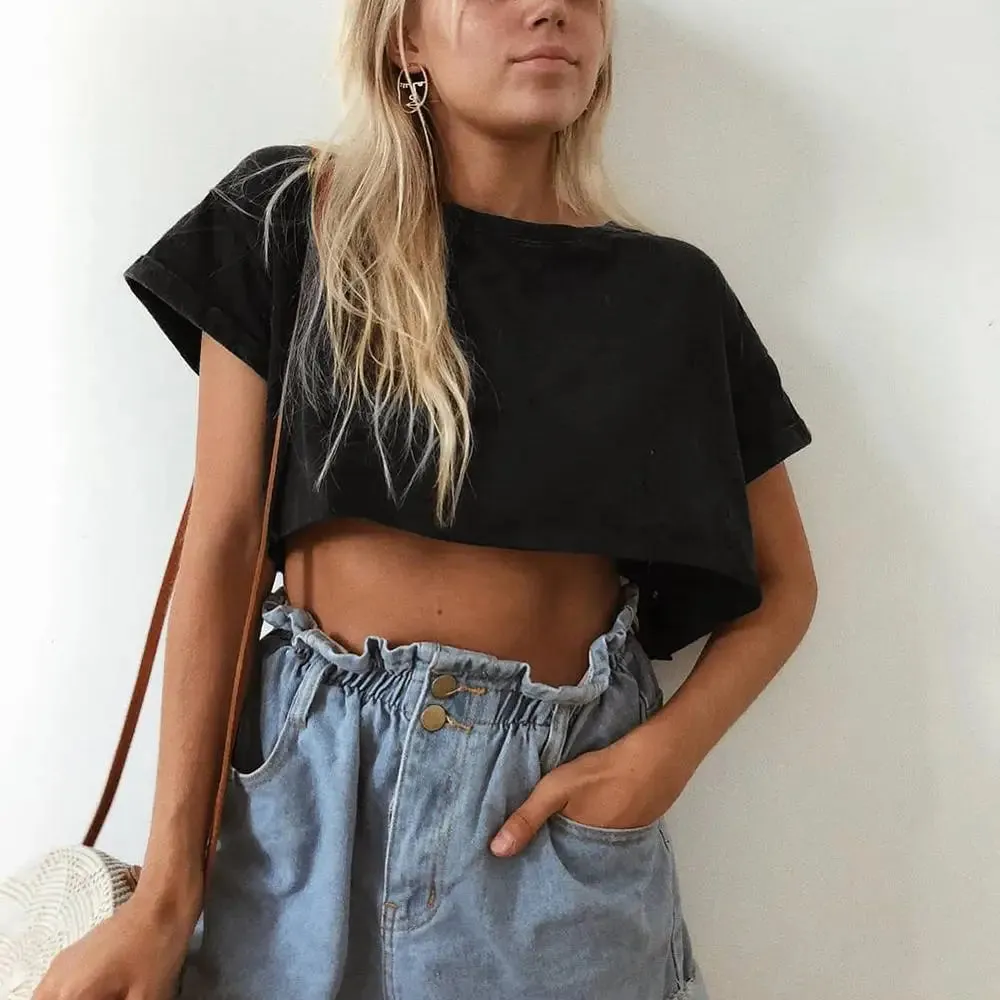 Black and White Harajuku Crop Top