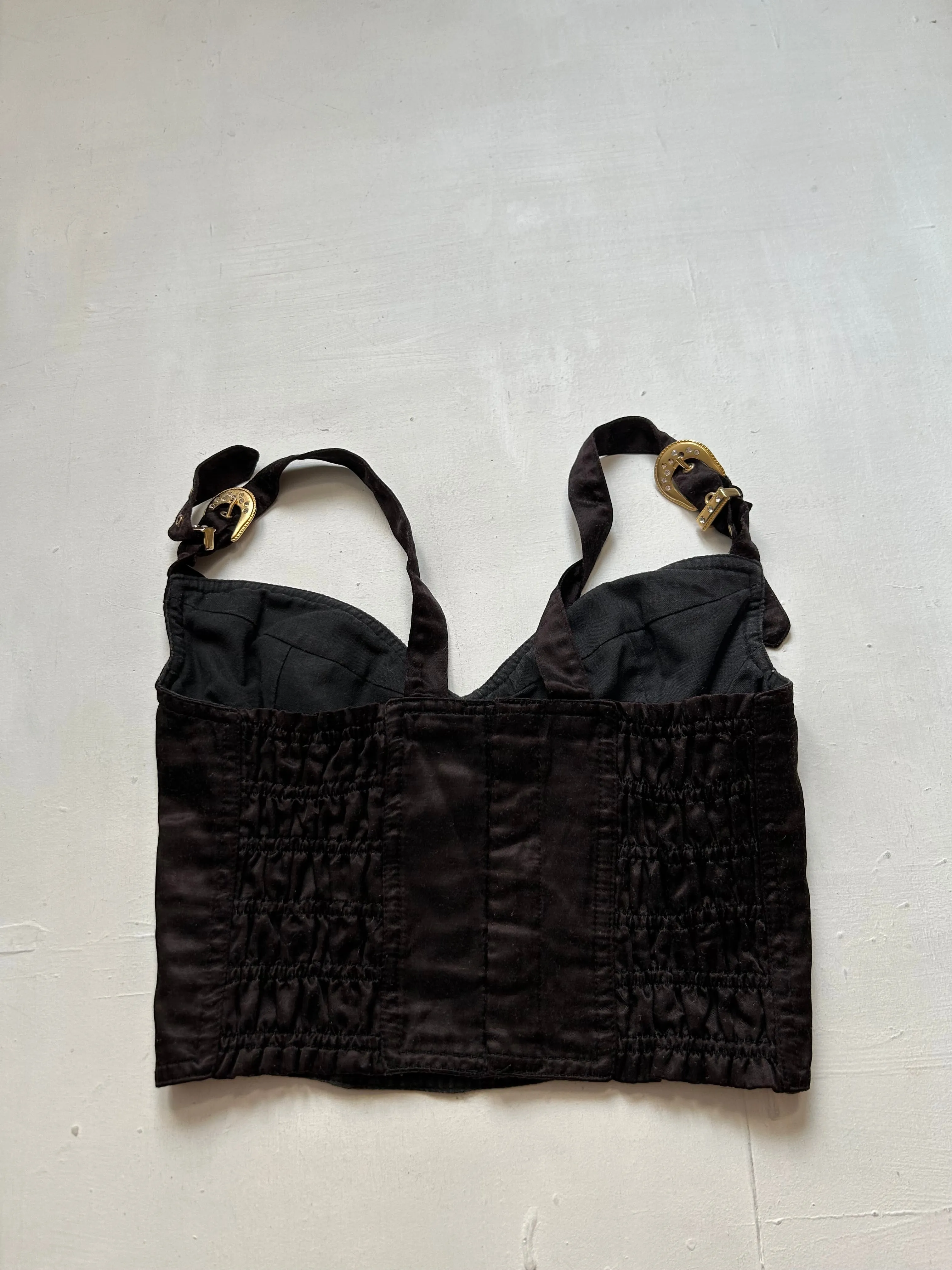 Black buckle belt bustier cami top (S)