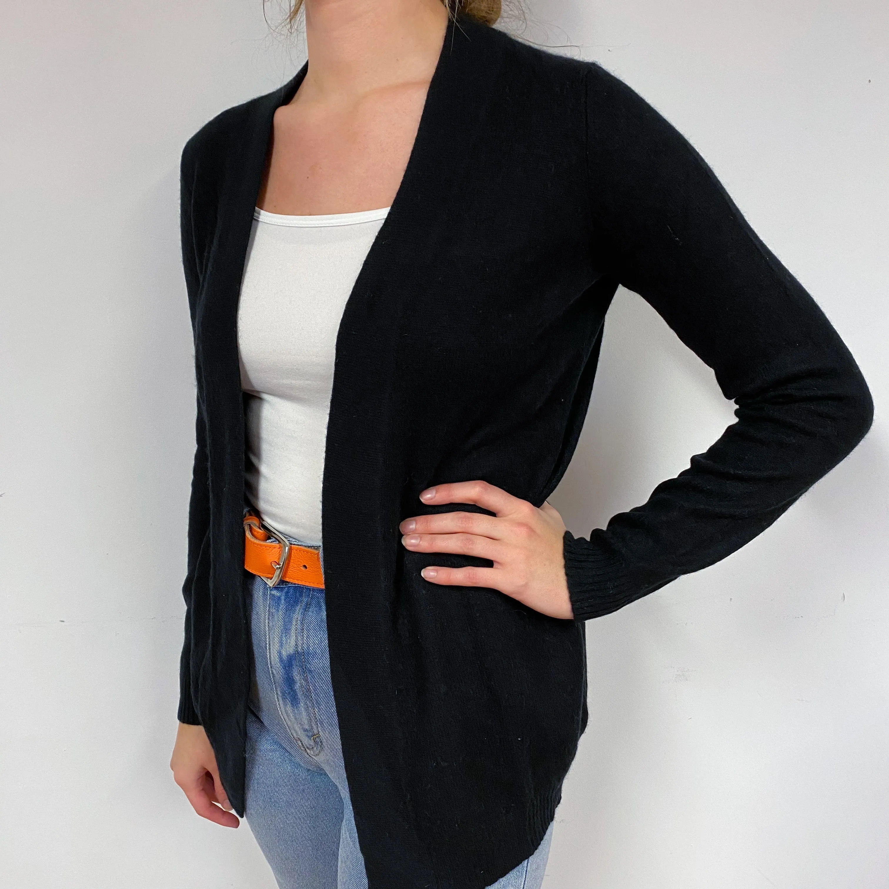Black Cashmere Edge to Edge Cardigan Small