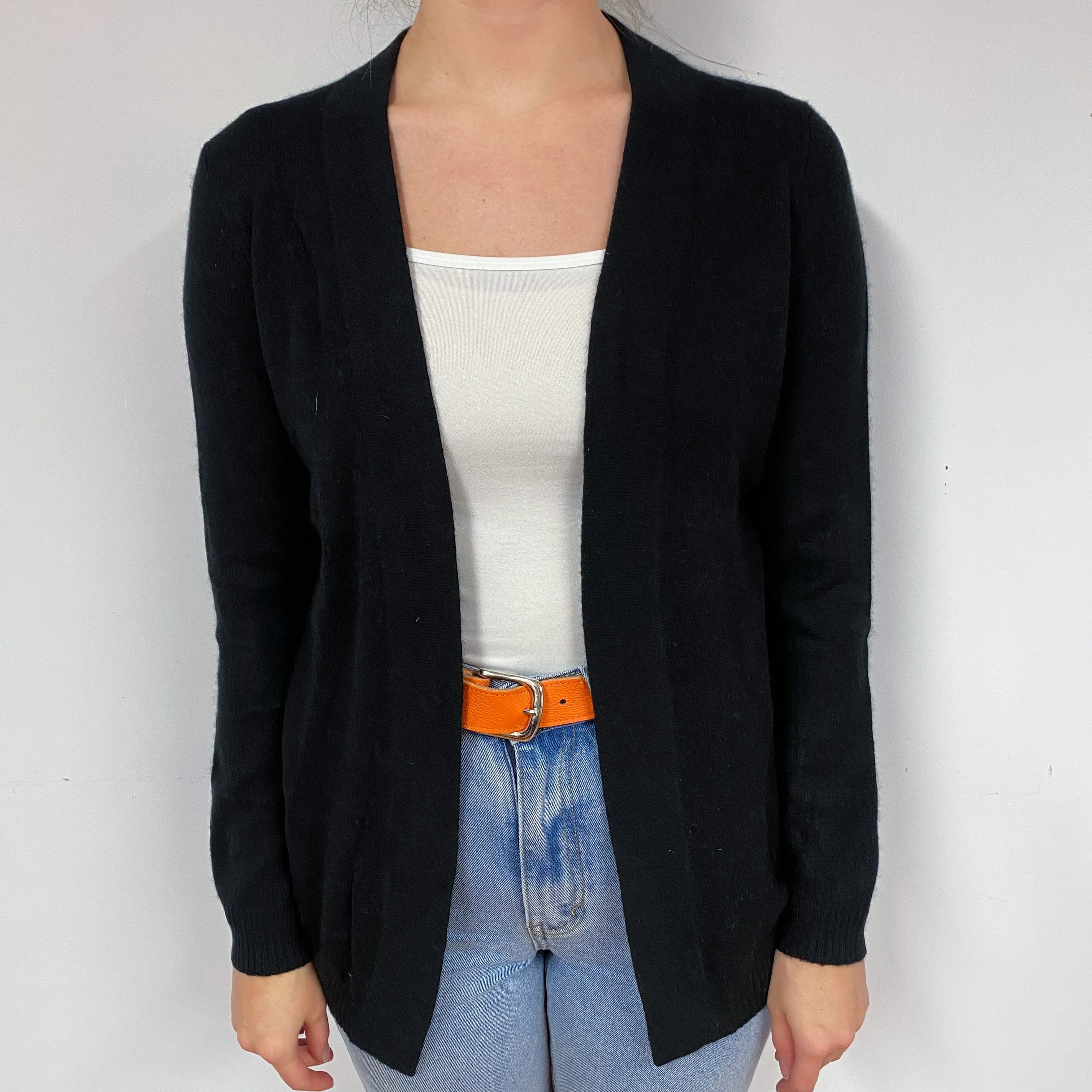 Black Cashmere Edge to Edge Cardigan Small