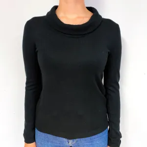 Black Cashmere Funnel Neck Jumper Small