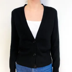 Black Cashmere Low V-Neck Cardigan Extra Small