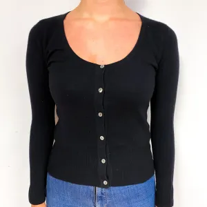 Black Cashmere Scoop Neck Cardigan Small