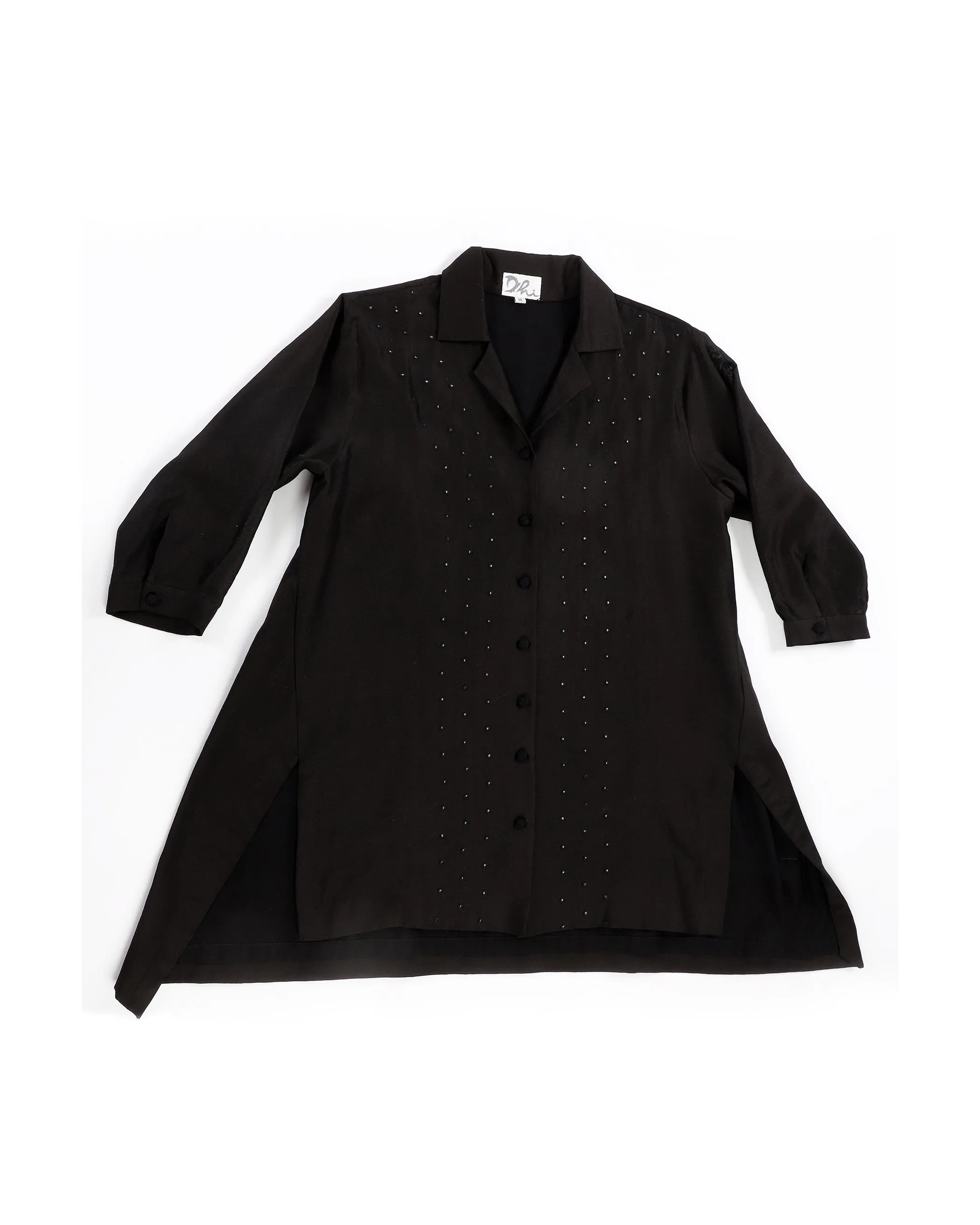 Black Cuban Collar Mirror Work Top