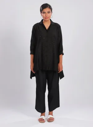 Black Cuban Collar Mirror Work Top