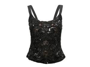 Black Elie Saab Embellished Sleeveless Top Size EU 38