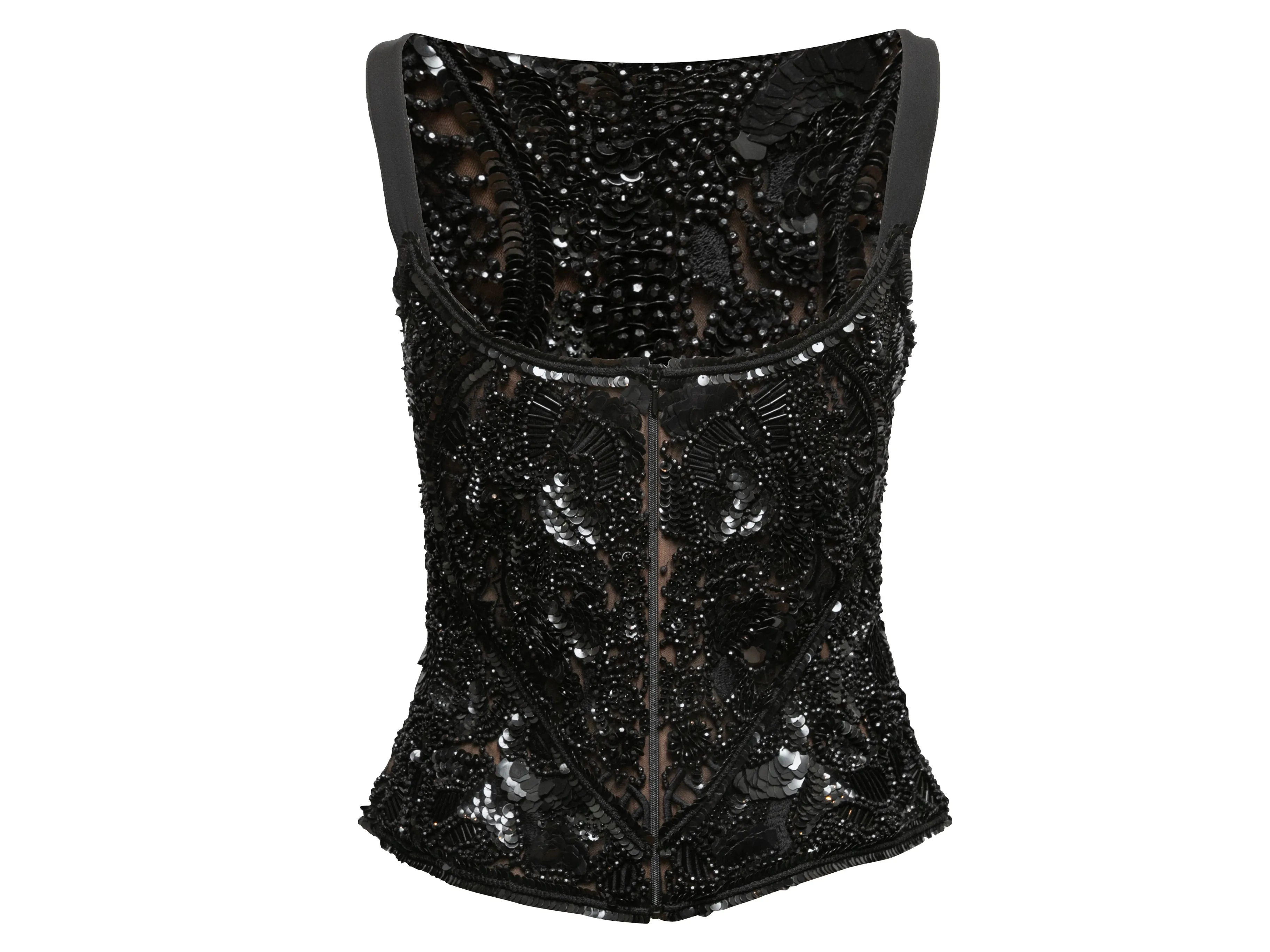 Black Elie Saab Embellished Sleeveless Top Size EU 38