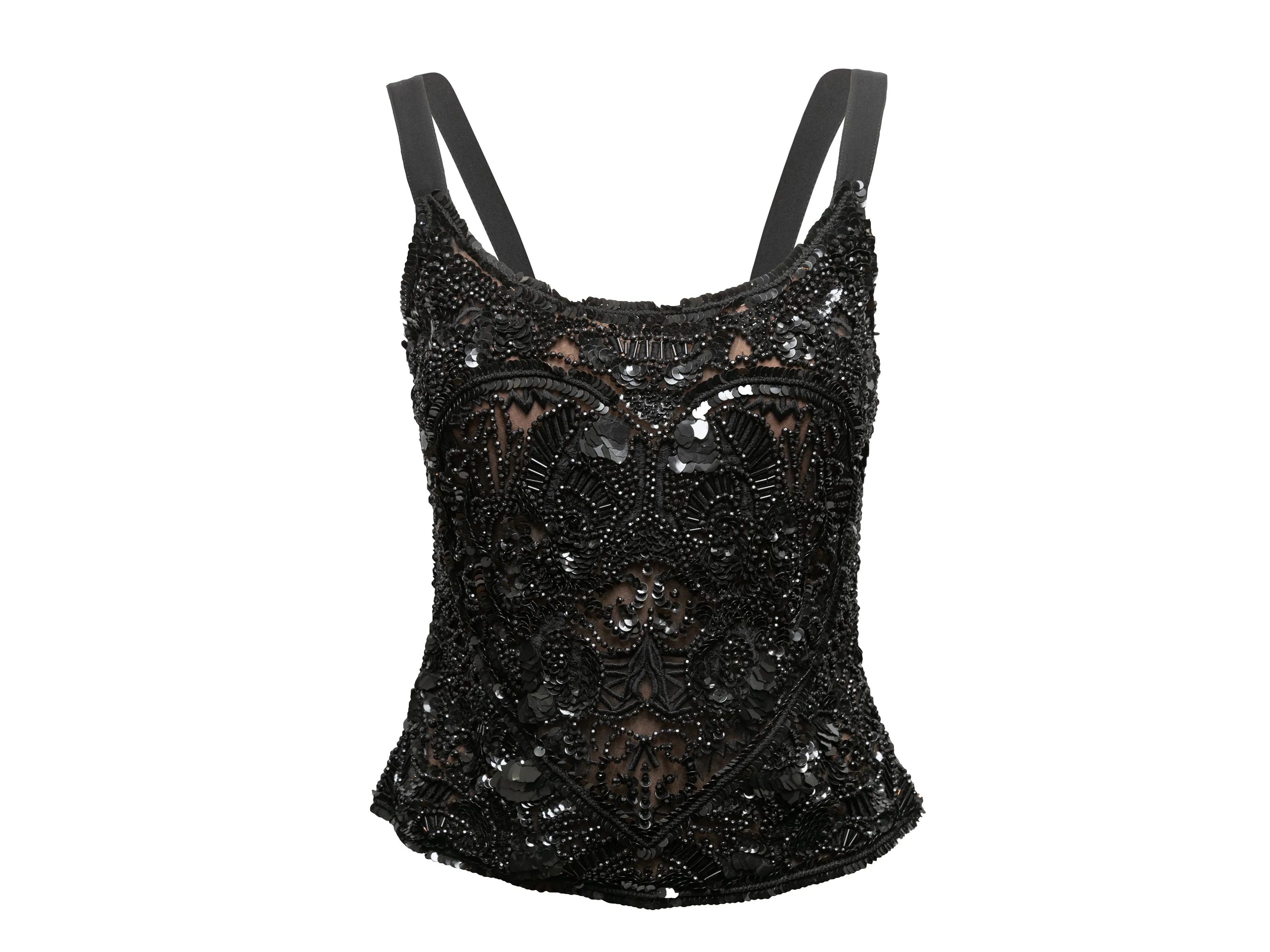 Black Elie Saab Embellished Sleeveless Top Size EU 38