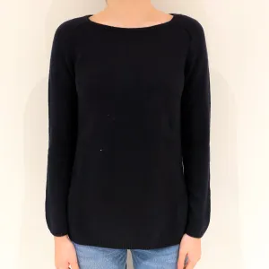 Black Heavy Knit Cashmere Crew Neck Jumper Extra Small