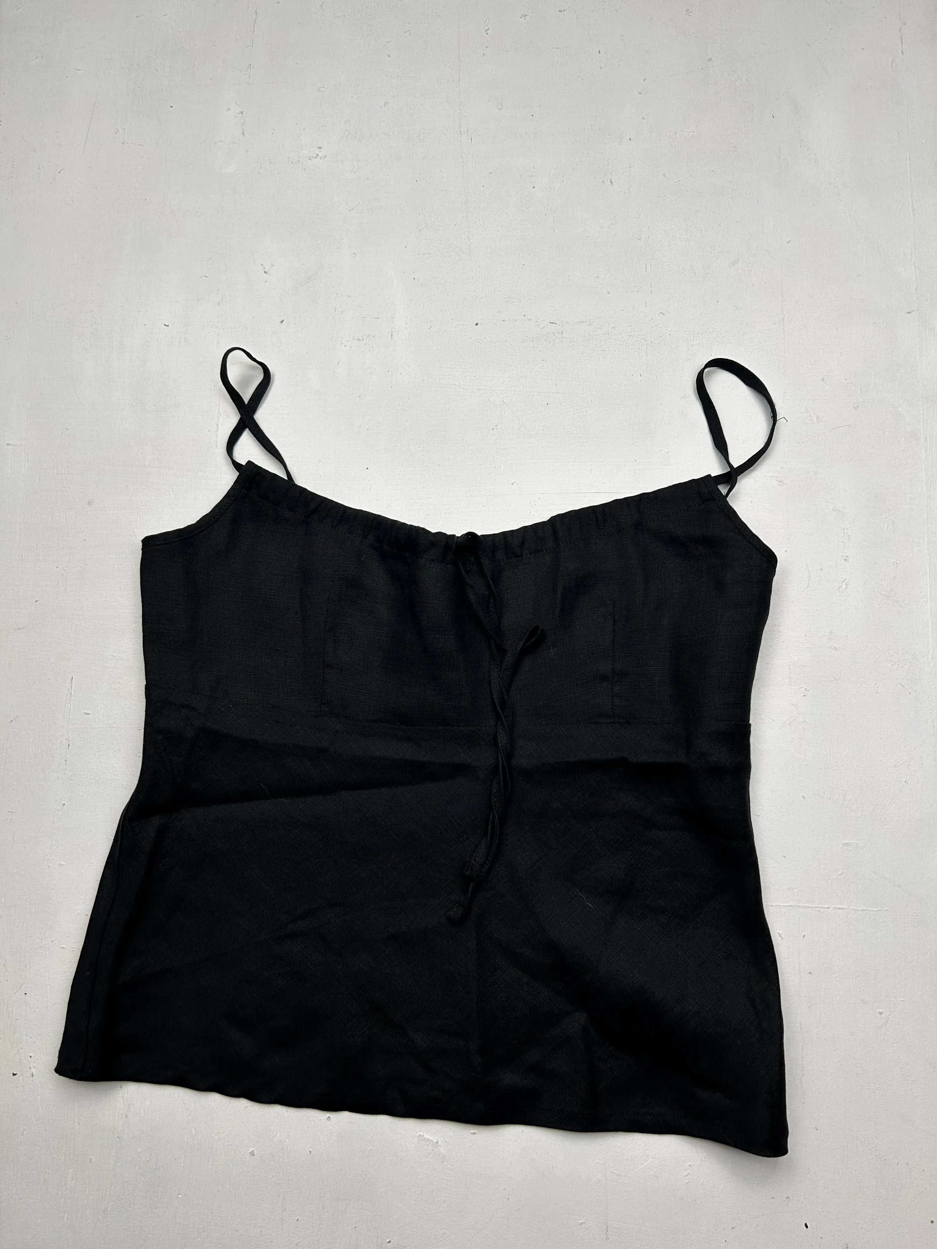 Black linen cami  top (M)