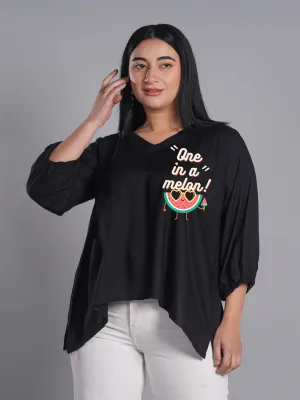 Black Rayon Top - Evara