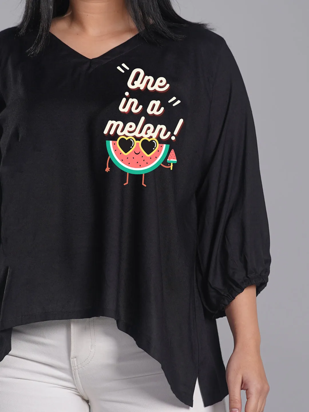 Black Rayon Top - Evara