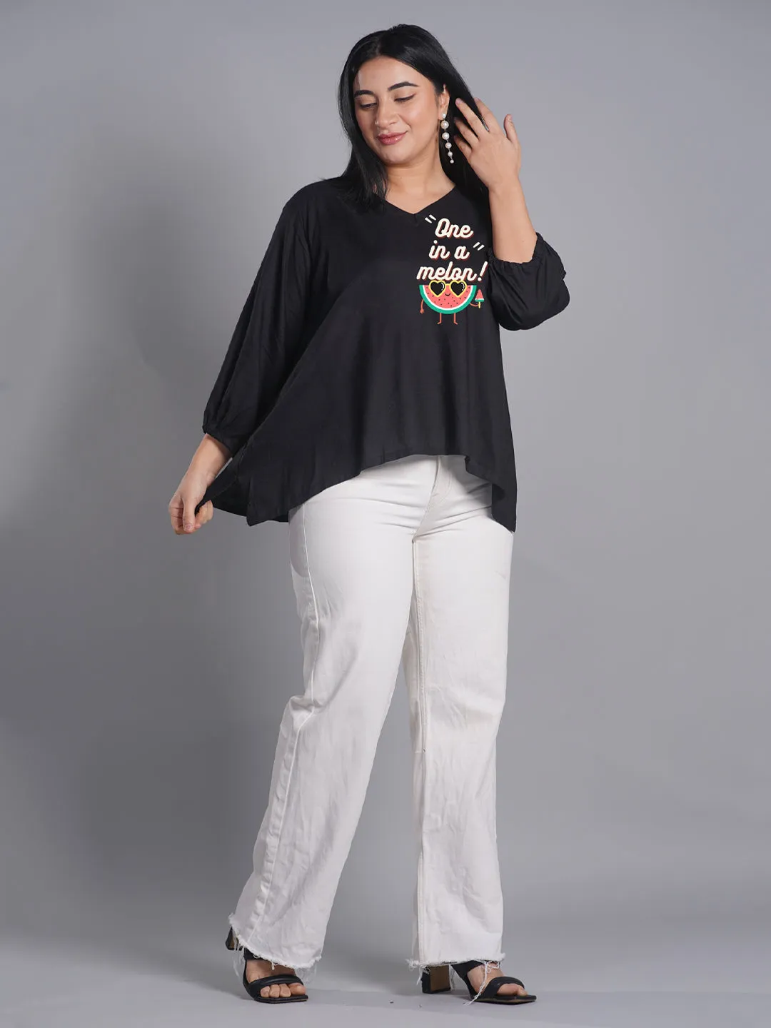 Black Rayon Top - Evara