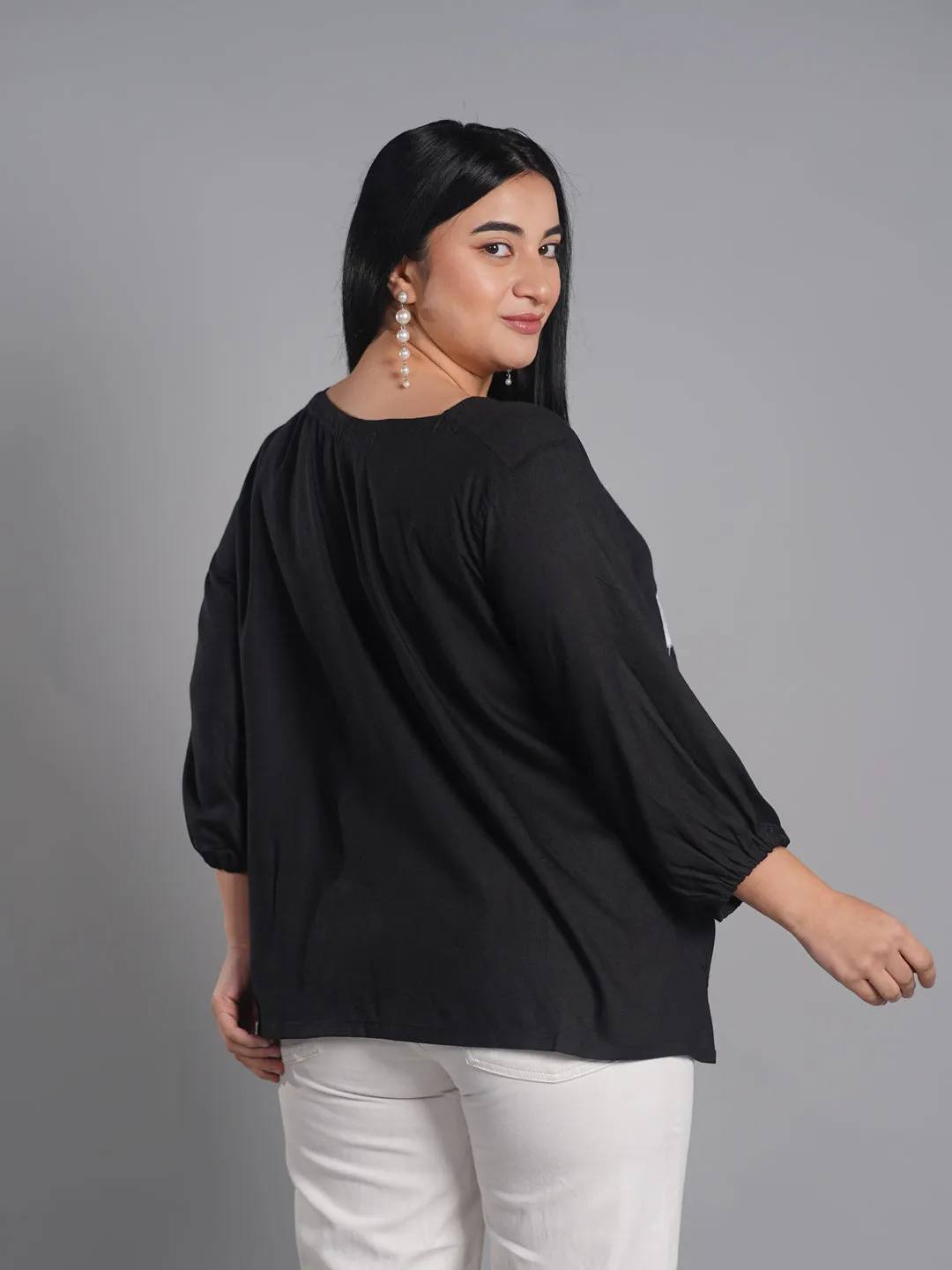 Black Rayon Top - Evara