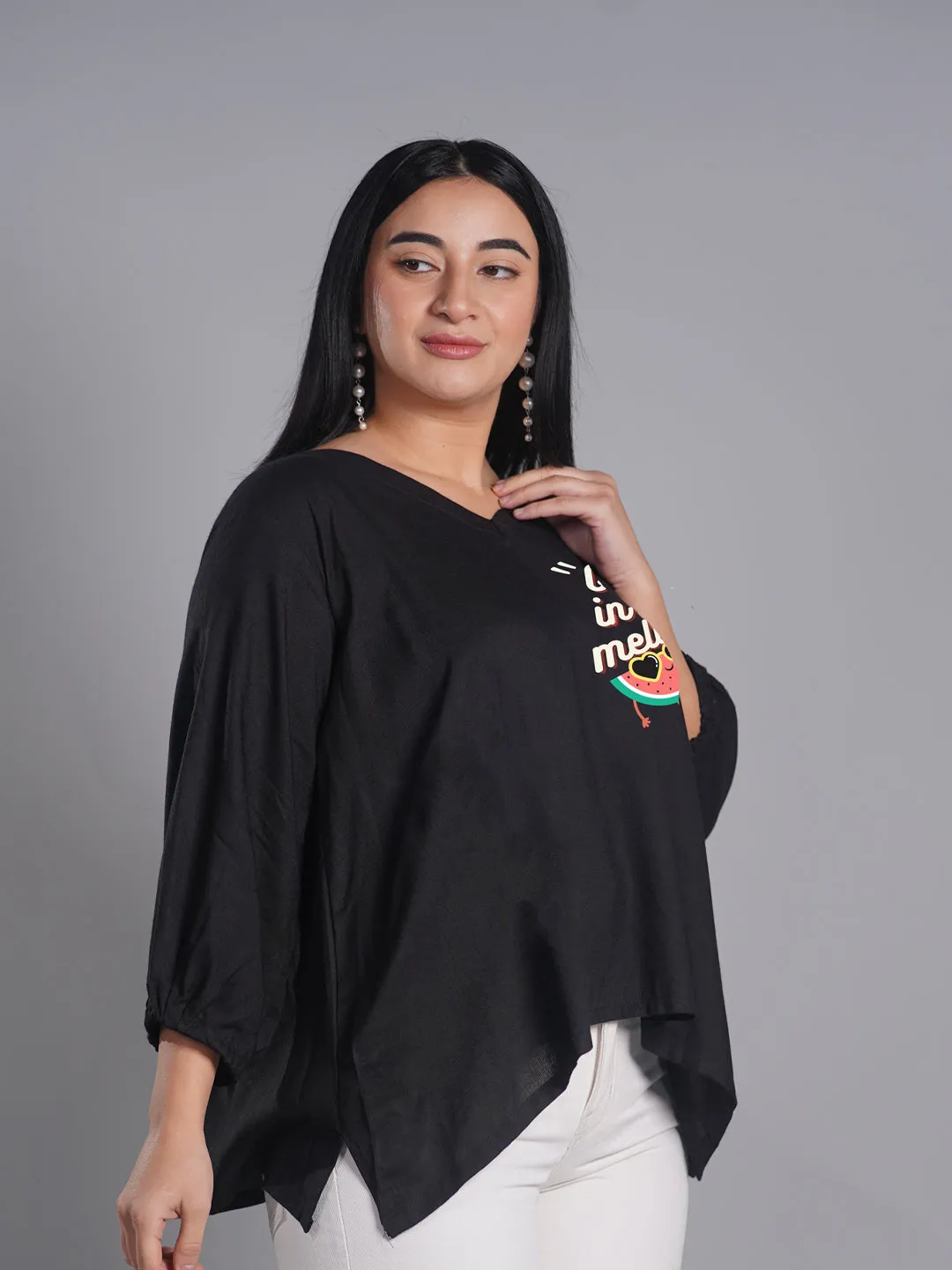 Black Rayon Top - Evara