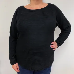 Black Ribbed Crew Neck Jumper Extra Large