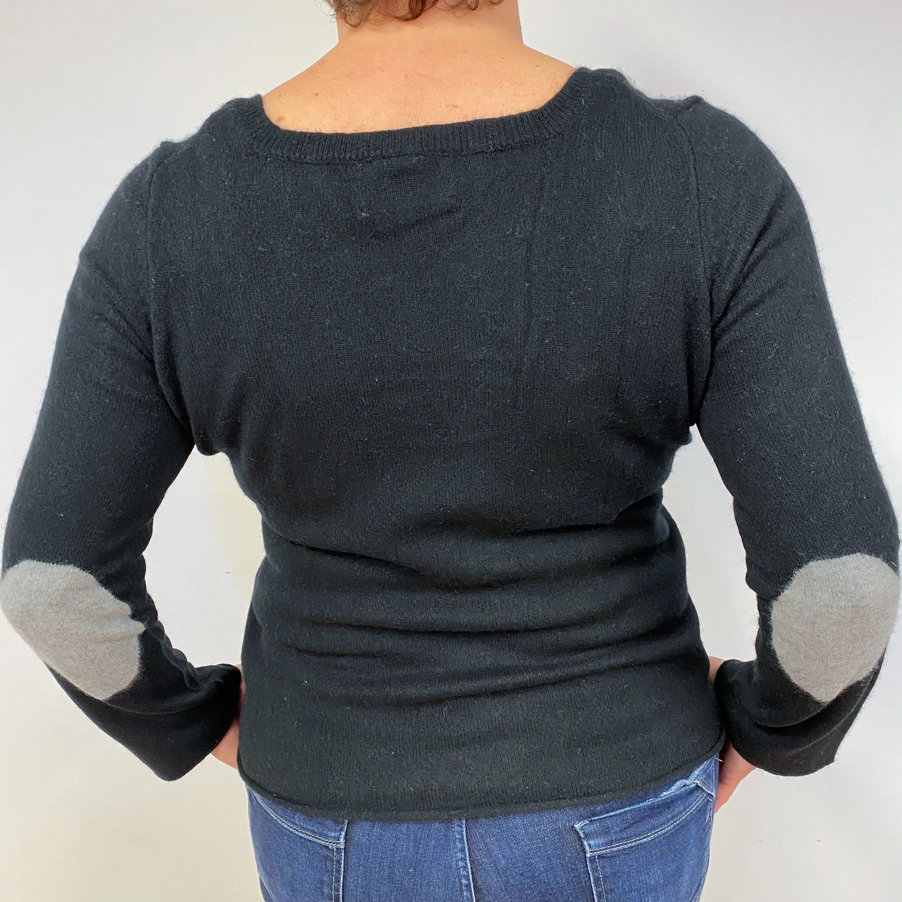 Black Scoop Neck Cashmere Crew Neck Jumper Large