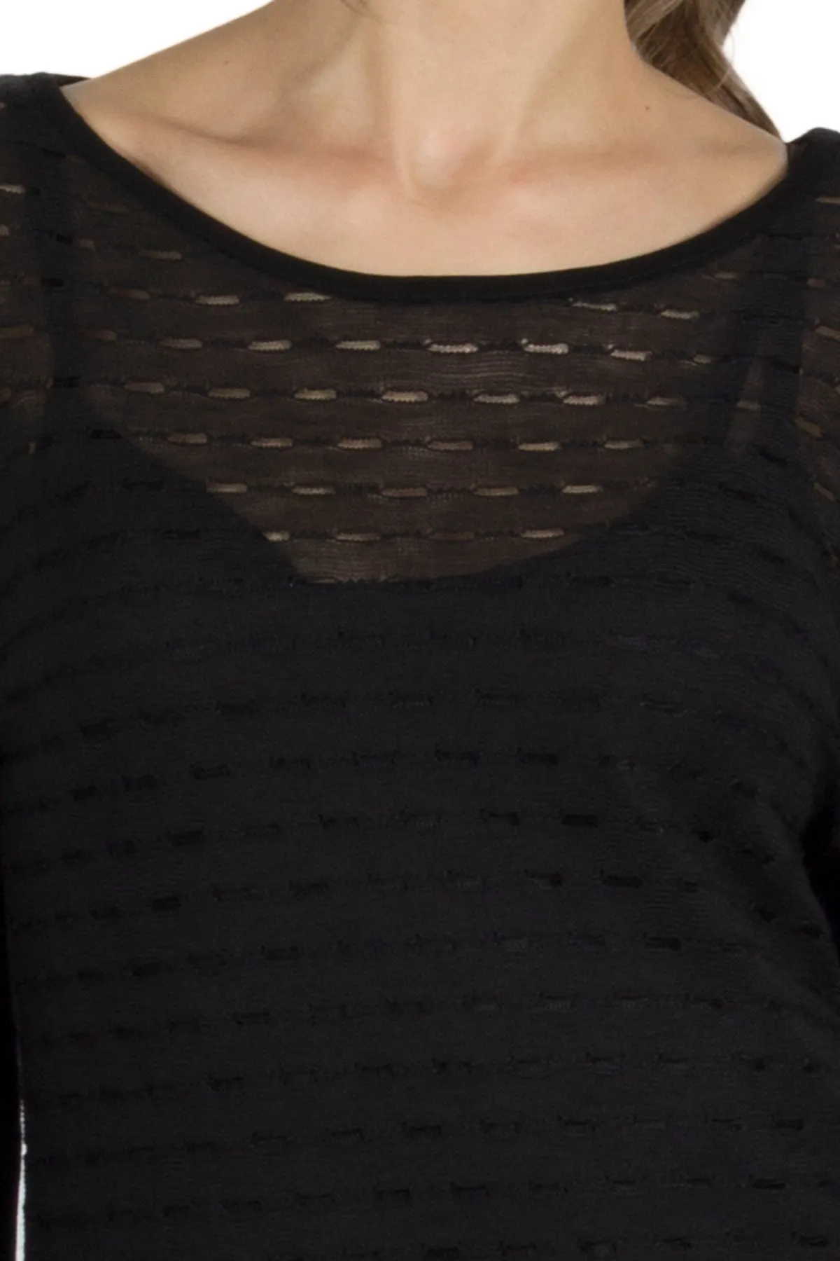 Black Self Design Top