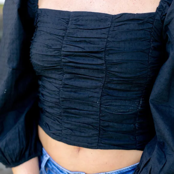 Black Smock Crop Top