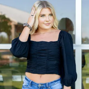 Black Smock Crop Top