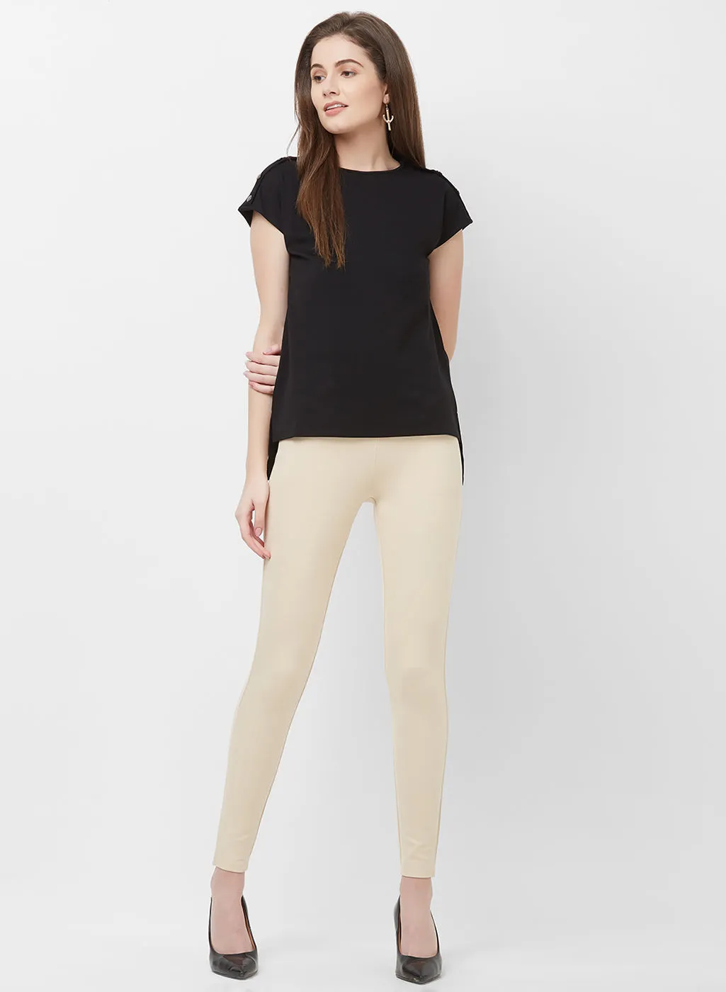 Black Solid High Low Top