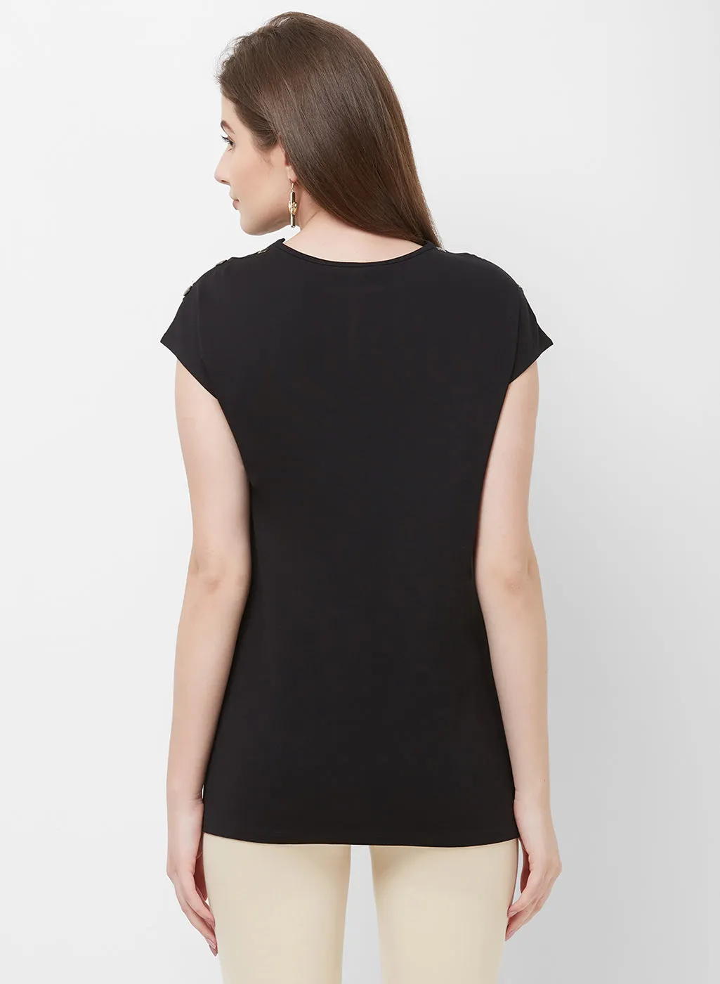 Black Solid High Low Top