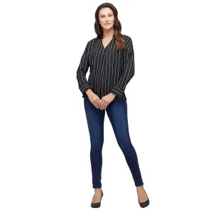 Black Stripe Full Sleeves Top