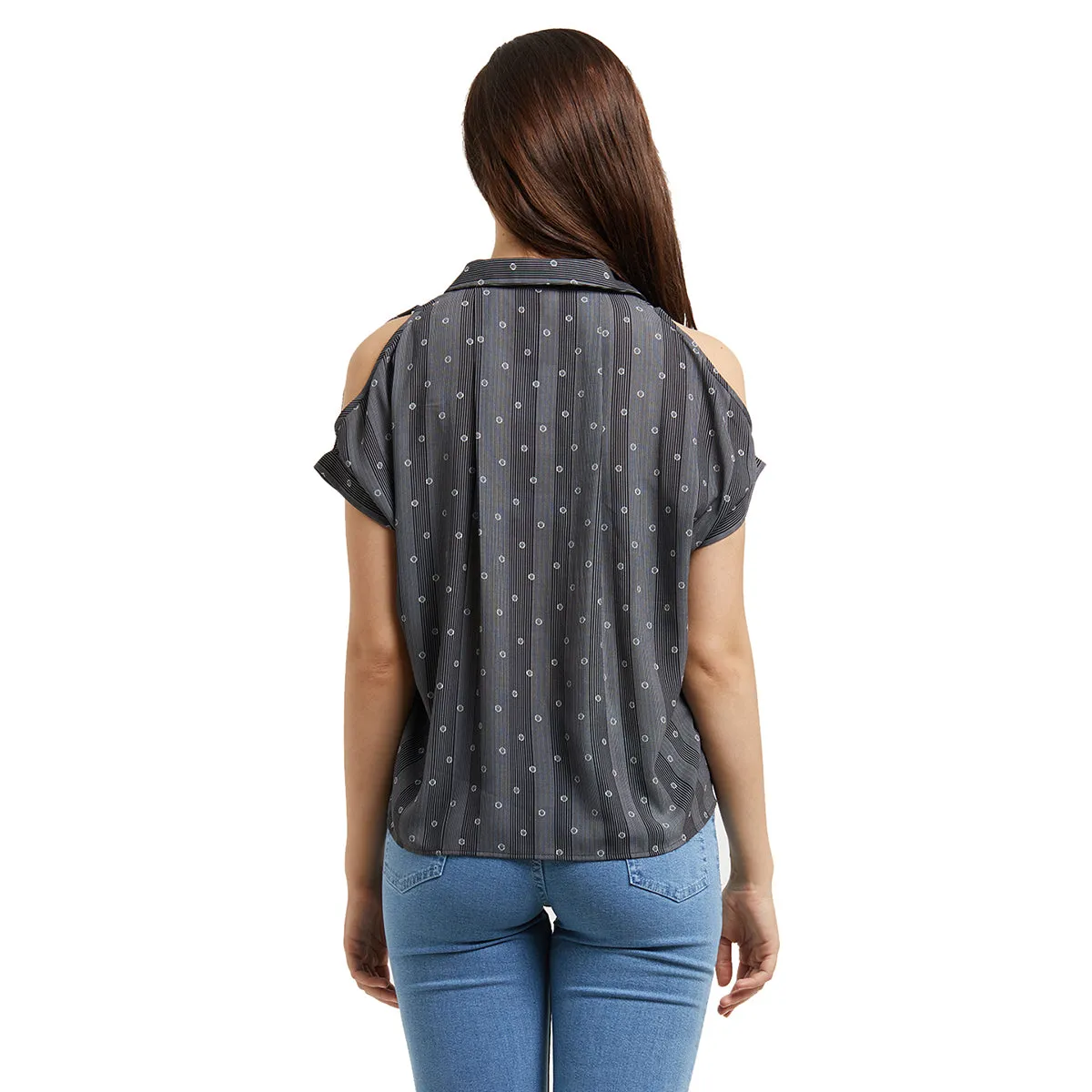 Black Stripe Top with Short Sleeves
