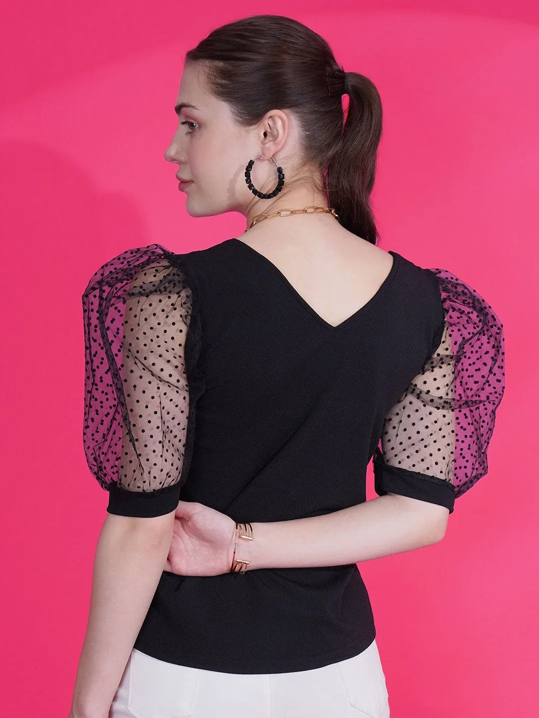 Black  Sweetheart Neck Crop Top