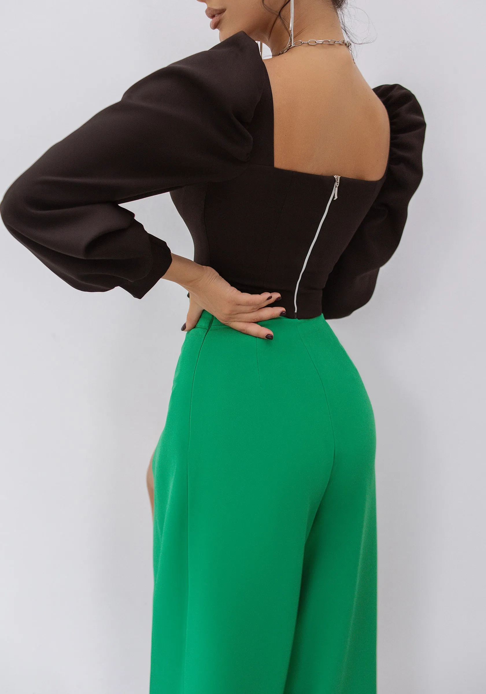 Black Sweetheart Puff-Sleeve Blouse