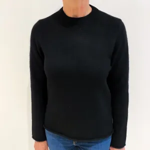 Black Tie Sleeve Cashmere Crew Neck Jumper Medium