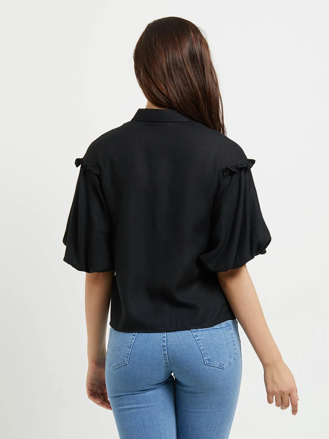Black Top With Half Sleeves