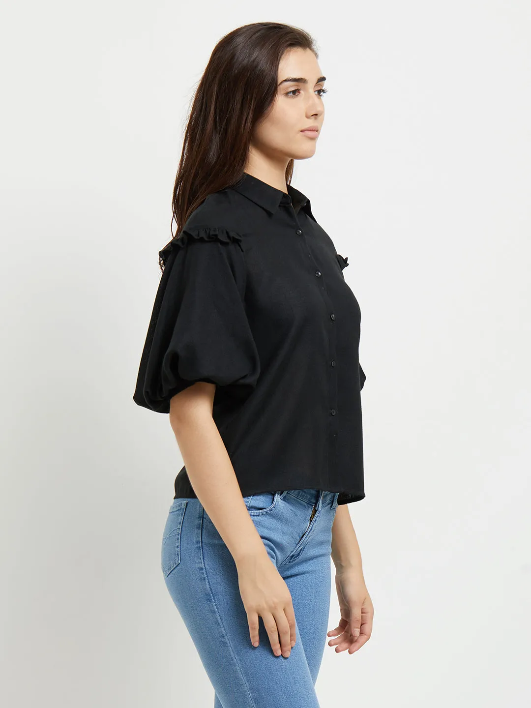 Black Top With Half Sleeves