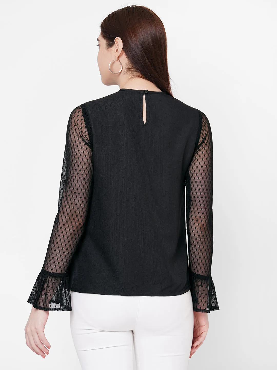 Black Top With Net Sleeves