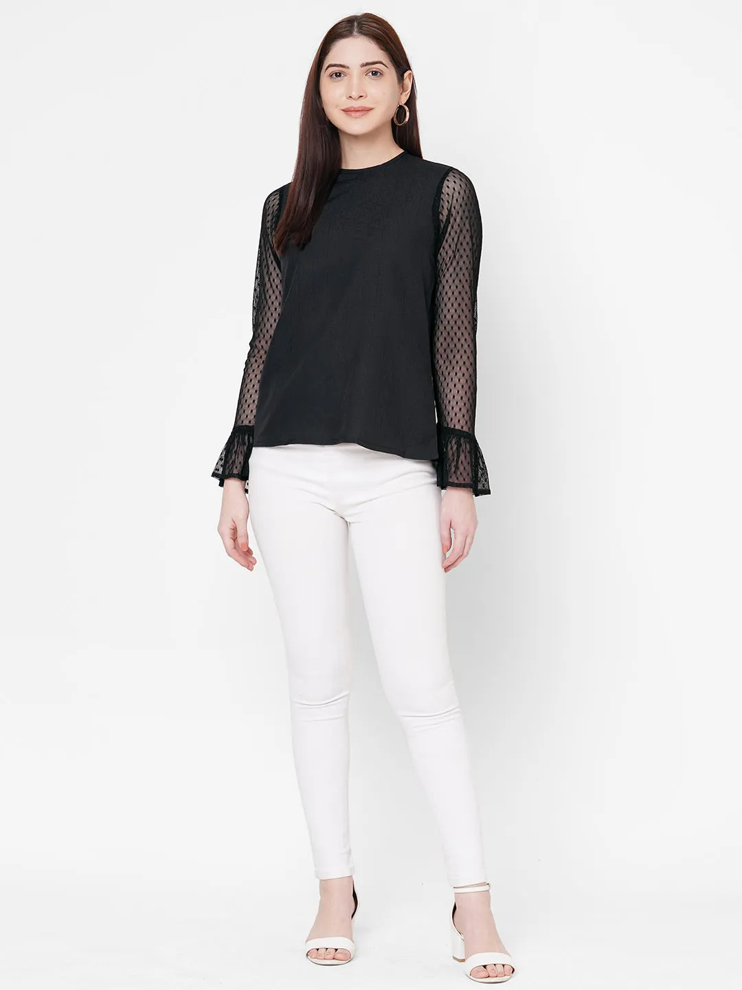 Black Top With Net Sleeves