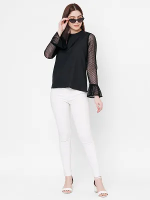 Black Top With Net Sleeves